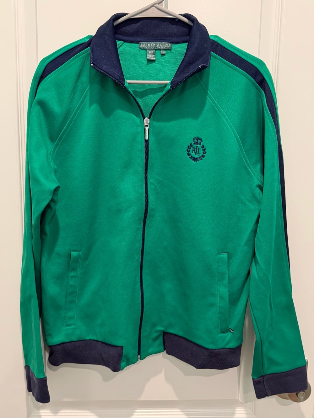 Lauren Ralph Lauren LRL Active Green Blue Full Zip Track Jacket Tricot Women’s L